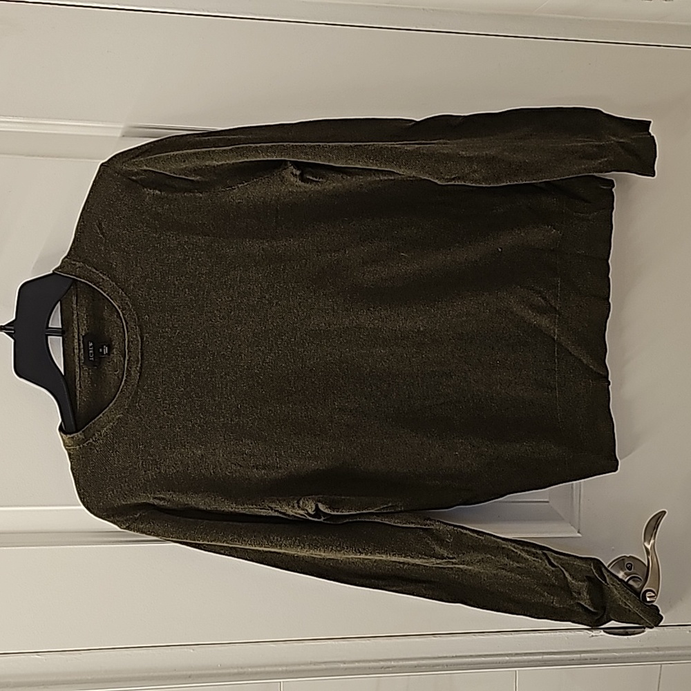 Trendy J. Crew Dark Army Green Cashmere/Cotton Knit